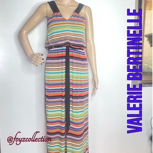 Valerie Bertinelli Multicolor Striped Maxi Dress